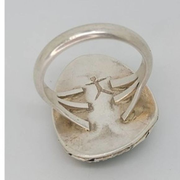 Early Jerry Roan researched Sterling Silver Green Turquoise Mens Ring sz 11.75 - Picture 7 of 10